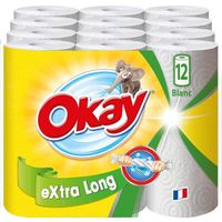 Okay Extra Long - Essuie-tout compact - 12=18 rouleaux (blanc)