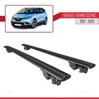 Compatible avec Renault Grand Scenic 2017-2023 HOOK Barres de Toit Railing Porte-Bagages de voiture Avec verrouillable Alu NOIR