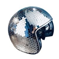 Argent - Casque de balle Disco classique, chapeau à paillettes, miroir, pour Bar, Club, fête, verre complet r