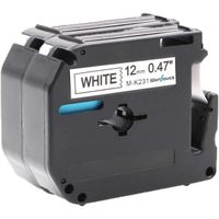Oyate 2x Compatible 0.47' 12mm x 8m Brother Noir sur Blanc MK231 M-K231 M231 Rubans d'étiquettes avec Brother P-touch PT-45M PT-100