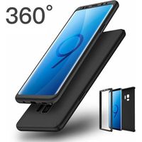 Coque Samsung Galaxy S9 Protection Intégrale 360 + Film Verre Trempé Ecran Etui Antichoc Noir