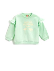 SWEATSHIRT Sweat-shirt Koton - 2YMG19401OK - Printed Frilled Sweatshirt Cotton Maillot de survetement Bebe Fille