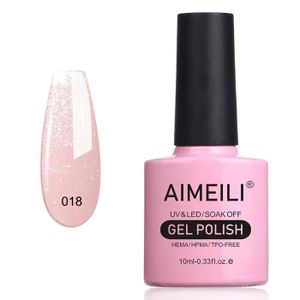 VERNIS A ONGLES AIMEILI Soak Off UV LED Vernis à Ongles Gel Semi-Permanent Rose Paillette Shimmer Gel Polish Pink - Sparkle Grapefruit (018) 10 ml