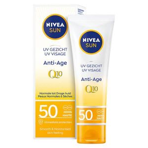 SOLAIRE CORPS VISAGE Nivea Sun Crème Solaire Visage Anti-Age Q10 SPF50 50ml