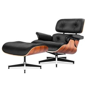 FAUTEUIL Fauteuil Relax de Lecture Luxe Cuir Mid-Century Lo