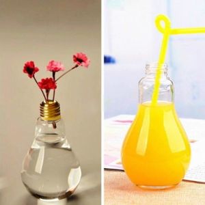 SODIAL Vase de Table en Verre Transparent Forme de lAmpoule pour Plantes Fleurs Decoration de Jardin Maison Mariage