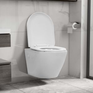 WC - TOILETTES CHEZ JM® WC Cuvette Toilette suspendue au mur sans rebord Céramique Blanc 36x48x41,5 cm|9980