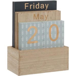 Calendrier de table à retournement de page en bois bureau pour salle détude calendrier perpétuel noir 