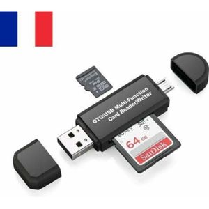 Lecteur de Carte Mémoire, SD/Micro SD à USB 3.2 Adaptateur Double Slot pour  Cartes MMC, TF, SDXC, SDHC,Micro SDHC, Micro SDXC, UHS-I, 5Gbps Transfert