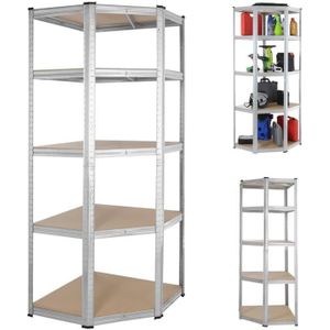 ETABLI - MEUBLE ATELIER Étagère charge lourde acier et MDF 180x70x40cm 5 plateaux modulable max. 875 kg étagère d'angle garage atelier outils bricolage