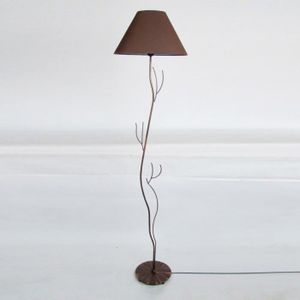 LAMPADAIRE TOSEL Lampadaire 1 lumière - luminaire intérieur - tissu  marron - Style ancien et rustique - H168cm L40cm P40cm