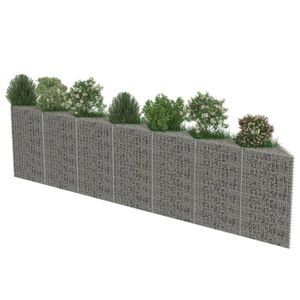 CLÔTURE - GRILLAGE Mur de gabion en acier galvanisé ZERODIS - 450 x 30 x 100 cm - Grande capacité de charge