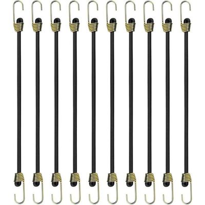 Lot De 10 Tendeurs Élastiques Avec Crochets (80 Cm) - Sandow Jaune Pour Bagage, Bâche, Vélo, Camping