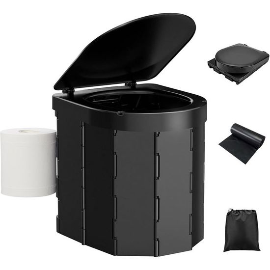 Toilettes Portables pour Adultes, 39 cm de Haut, Toilettes de Camping Pliables Extra Larges avec Étagère Amovible pour Téléphone et Porte-papier Hygiénique, Pot Étanche avec Couvercle (Gris Toilettes Portables pour Adultes, 39 cm de Haut, Toilettes de Camping Pliables Extra Larges avec Étagère Amovible pour Téléphone et Porte-papier Hygiénique, Pot Étanche avec Couvercle (Gris