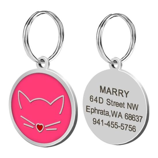 Animalerie,Plaque d'identification de chat personnalisée,étiquette de nom de chat personnalisée,pendentif collier gravé - Type 2