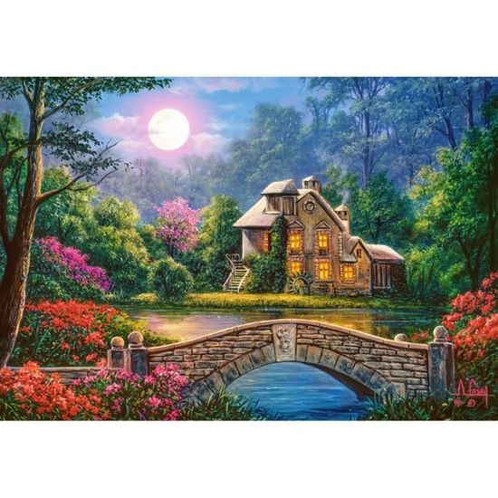 Puzzle Cottage in the Moon Garden - CASTORLAND - 1000 pièces - Fantaisie - Enfants et adultes