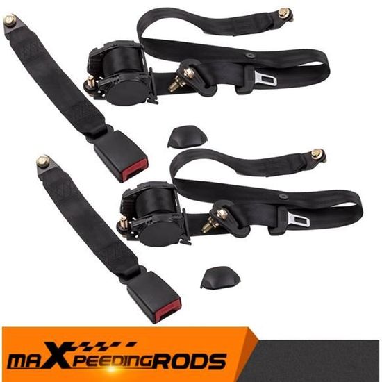 Ceinture de sécurité pour voiture ceinture diagonale 3 points ABS noir  Polye-Maxpeedingrods