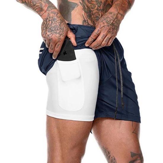 Short De Sport Homme Inaka Power – Taille L, Blanc, Imprimé, En Maille (occasion Très Bon état)