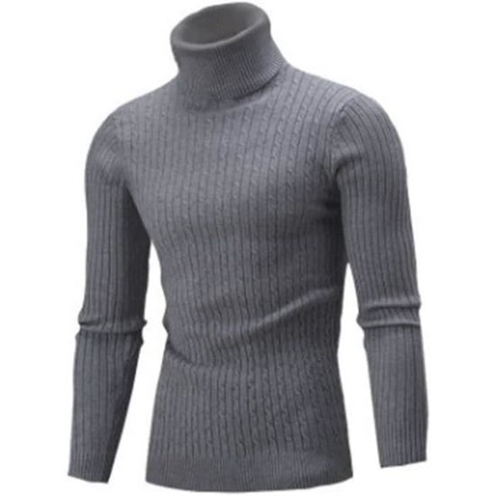 Pull Col Roulé Homme KUYIGO – Coupe Ajustée, Doux Et Chaud, Manches Longues Automne Hiver