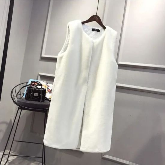 Gilet Sans Manches Fille En Fausse Fourrure - Chaud Et Doux - Col En V - Hiver, Intérieur/extérieur - 3