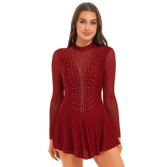 Robe Justaucorps De Danse Femme Avec Strass - Pour Patinage, Gymnastique, Danse Moderne (tailles S à XXL)