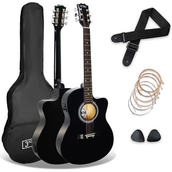 Pack Guitare électro-classique + Ampli 15W + 10 Accessoires - 4 Coloris Au Choix, Taille 4/4, Cordes Nylon D'Addario