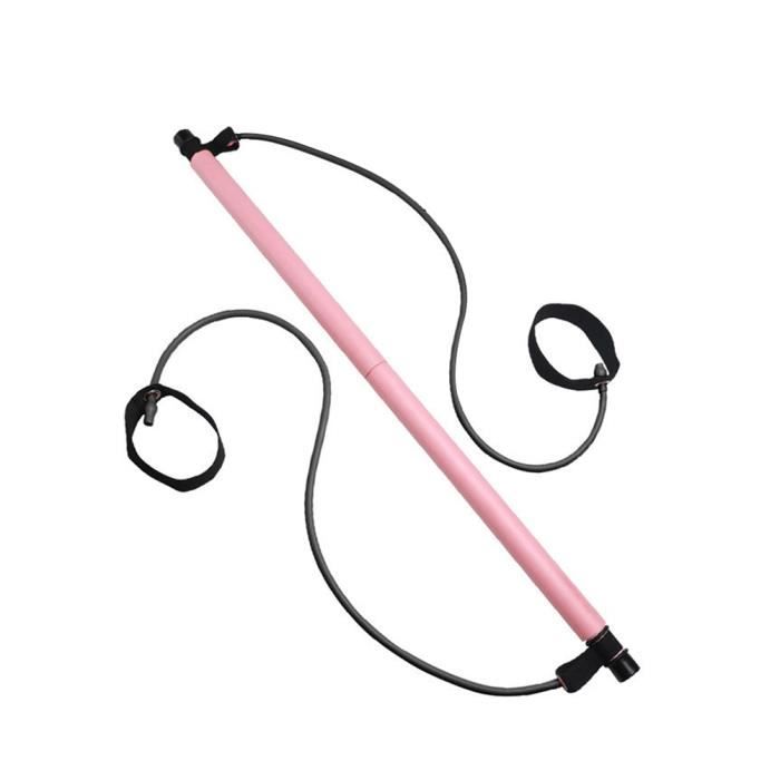 1PC Yoga Pilates Stick Barre de résistance Bodybuilding Gym Tube Loop Elastic Exercise Bar (Rose)