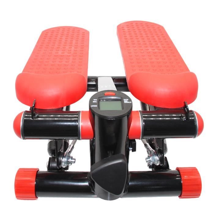 YYiS Stepper, Noir et rouge Stepper avec extenseurs Fitness Entraînement Musculaire Exercise avec Bandes de Résistance