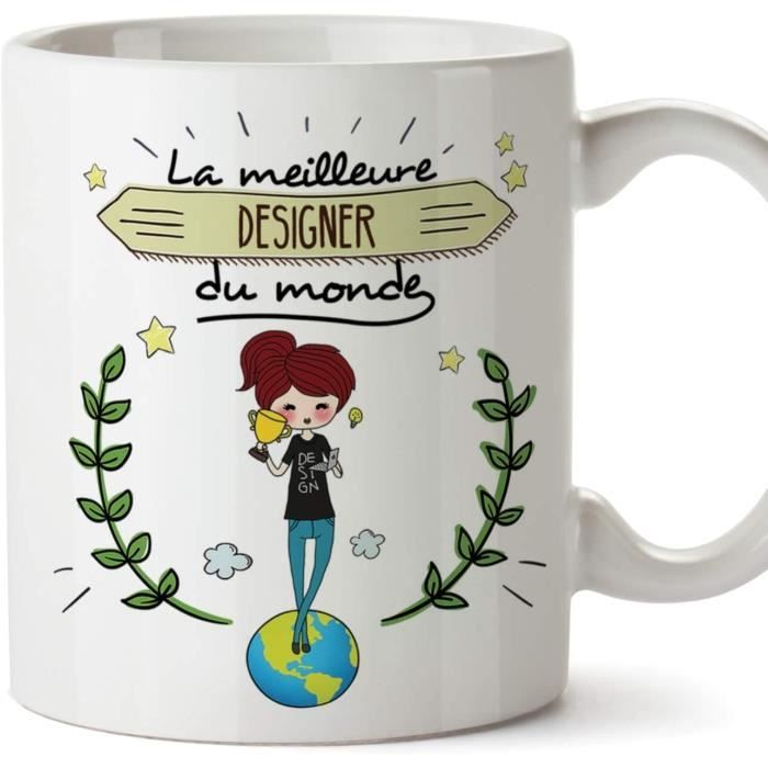 Designer Tasses Originales de café et Petit-déjeuner - La Meilleure Designer du Monde - Céramique 350 ML 1