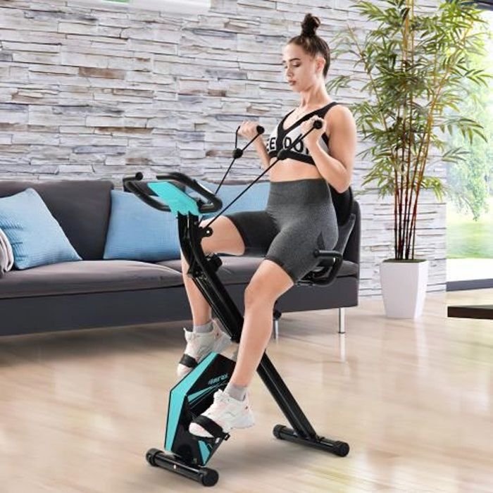 X-Bike Vélo d'appartement ergomètre pliable,Console LCD (8 niveaux , selle + dossier & poignées)