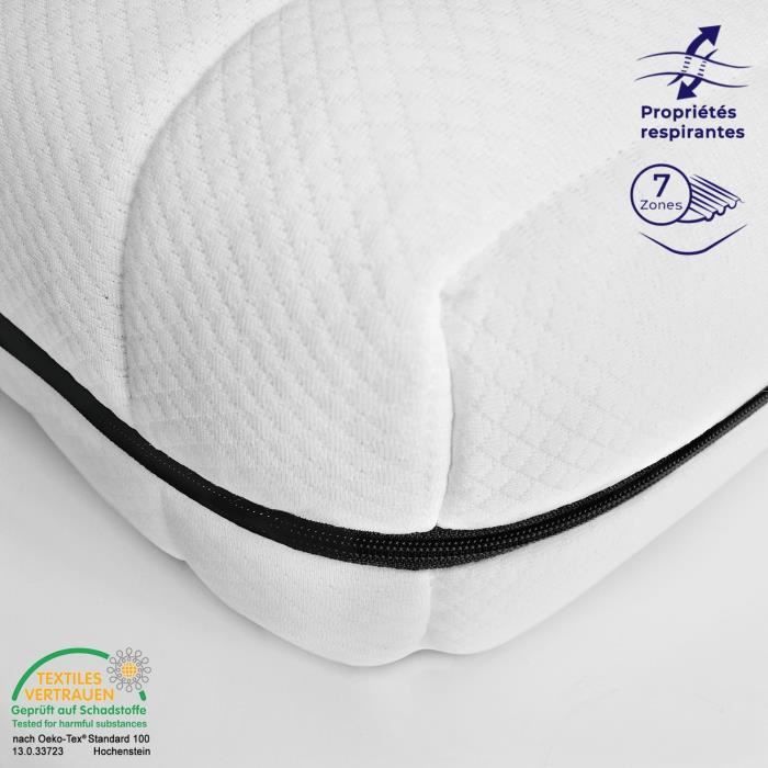 Matelas 120x190 cm en mousse 15 cm épaisseur housse lavable