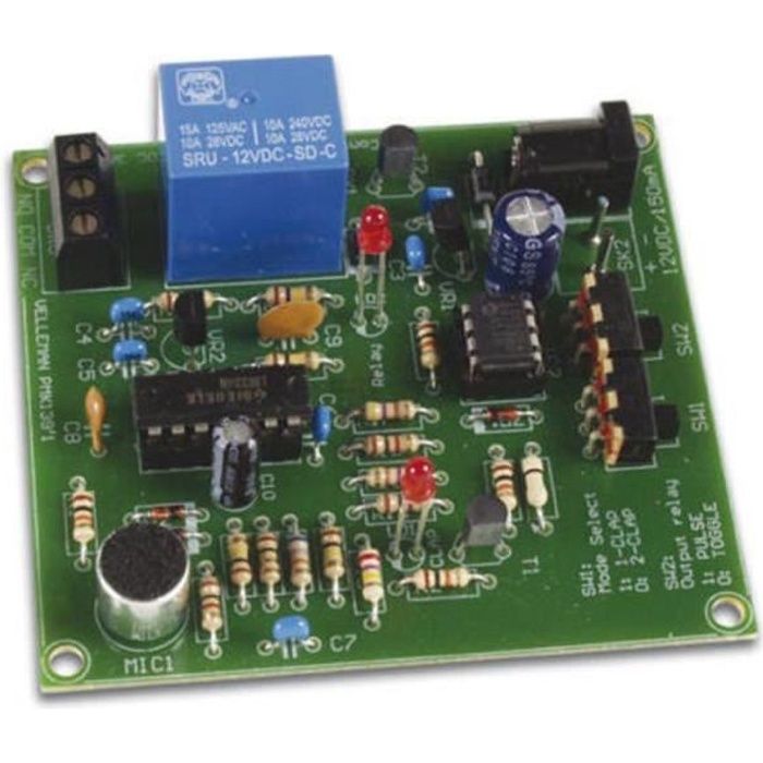 KIT INTERRUPTEUR COMMUTATEUR SONORE DETECTEUR SON MARCHE ARRET ECLAIRAGE LUMIERE