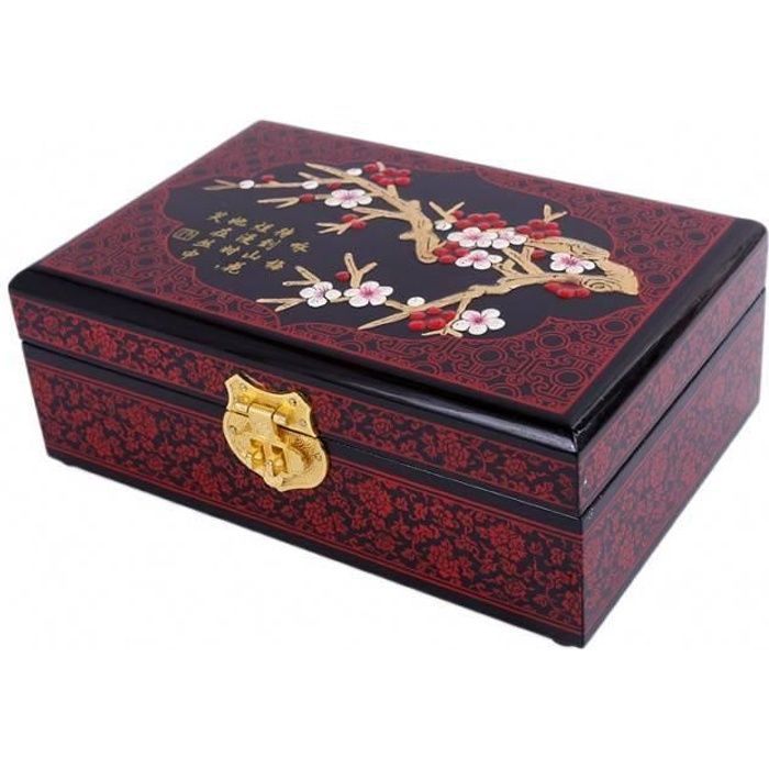 COFFRET A BIJOUX LAQUE - Décor Fleurs de Cerisiers