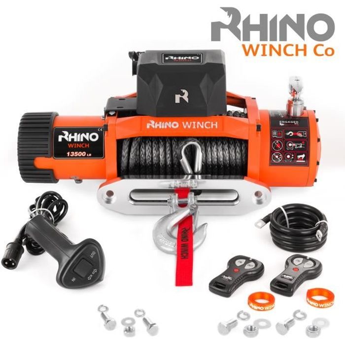 Rhino Treuil Électriques 6125 kg - 12v - Corde Synthétique