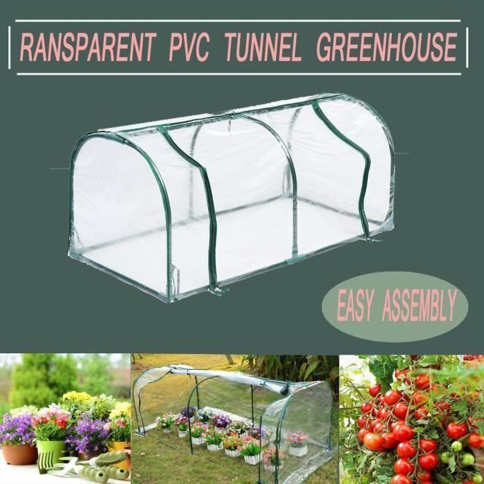 Serre Jardin Tunnel Culture Solaire Anti-pluie Couverture Transparent Cadre Acier 128x60x58cm Bo20051