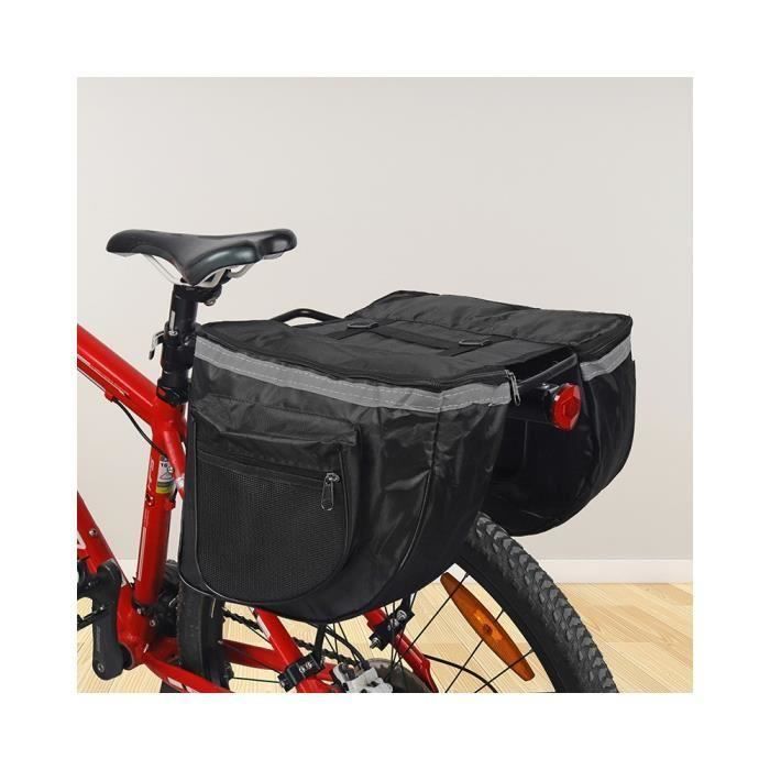 Sacoche Vélo Noir Porte-bagages Sac De Rangement Siège Arrière Imperméable à Double Sacoche