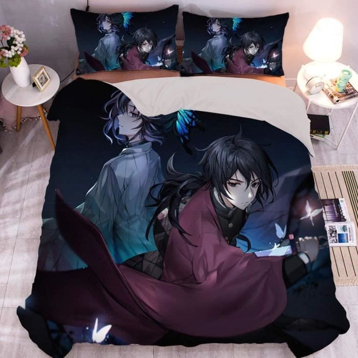 courtepointe Fuudear Couverture de couette imprimée 3D Japonais Demon Demon Demon Slayer-Kimetsu No Yaiba Nezuko, 3 pi&eg5