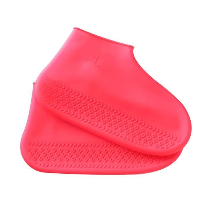 Chaussures,Housse de chaussures réutilisable en Silicone Couvre chaussures de pluie étanches et antidérapantes e - Type Rouge - L