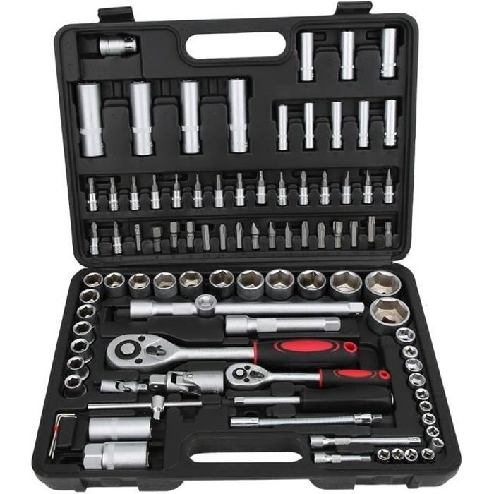 Coffret de douilles et embouts 94 pièces acier au carbone 1 / 2in et 1 / 4in jeu de douilles tournevis à cliquet trousse à outils