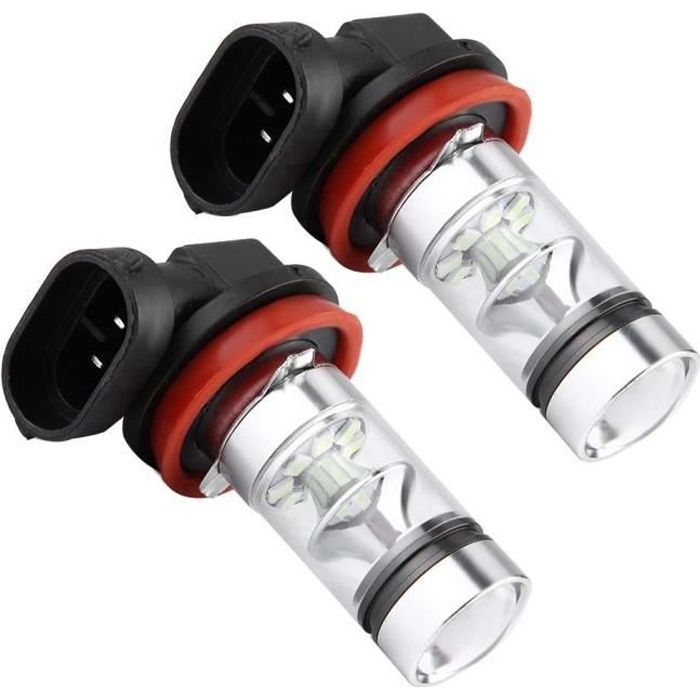 VGEBY feu de conduite antibrouillard 2x H8 H11 8000K Bleu Glace 100W LED Kit Ampoules Phares Fog Car Driving Light