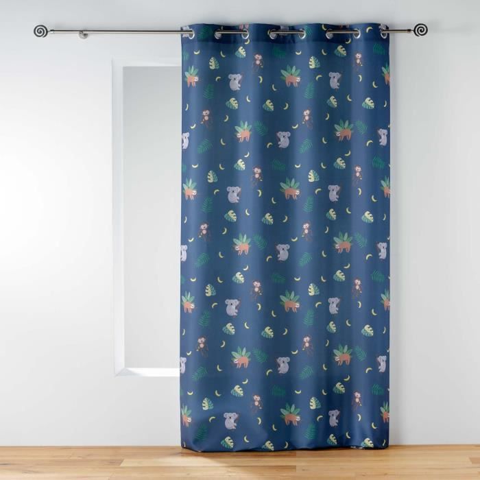CDAFFAIRES-Rideau enfant à oeillets 140 x 260 cm imprimé marley Bleu