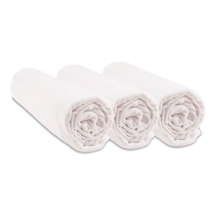 Lot de 3 draps housses coton bio pour couffin 32x72 - BLANC