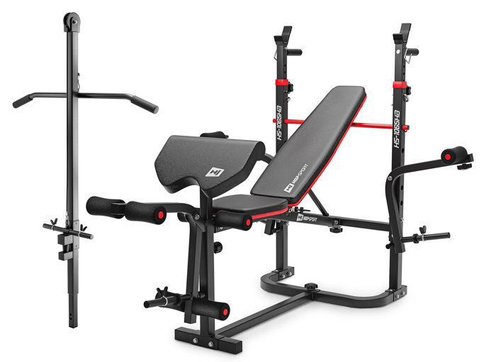 Hop-Sport Banc de Musculation Réglable Pliable HS-1065 Support d'haltères Entraîneur de Jambes Développé Couché avec la Poulie Haute