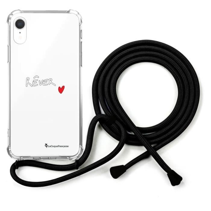 Coque cordon pour iPhone Xr noir Dessin Rêver La Coque Francaise