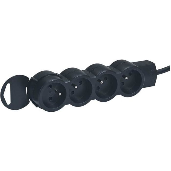 LEGRAND Rallonge multiprise standard 4x2 P+T cordon 3 m noir
