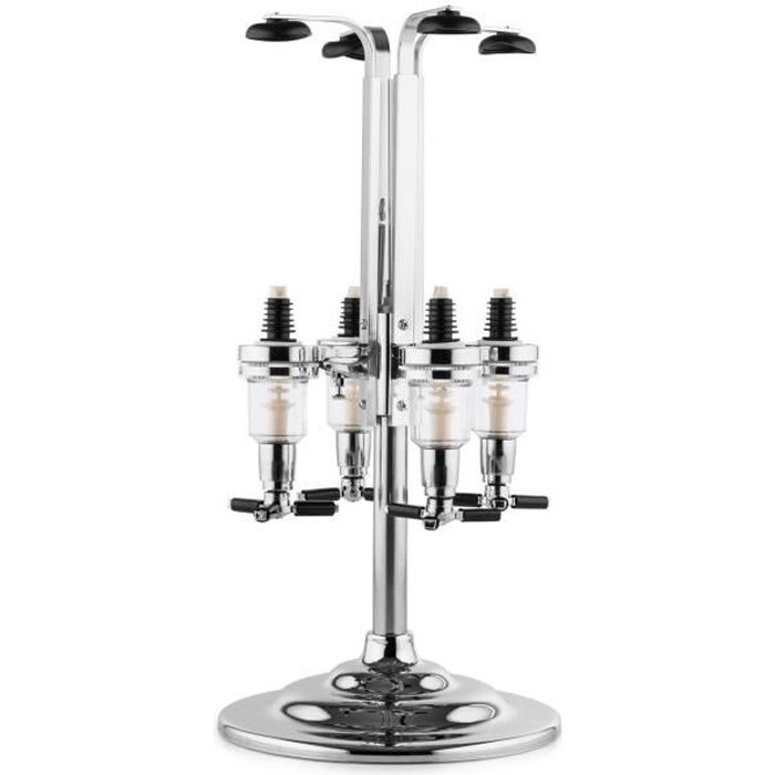 oneConcept Hazzlehov Rondel - Distributeur de boisson sur pied style bar professionnel 4 bouteilles de 0,7 à 1L (dosage shot 4cl)