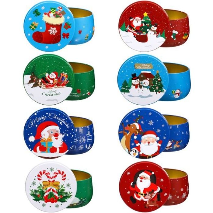 8 pcs durables bocaux de bonbons festifs de Noël pour stockage bonbons cremeux confiserie chocolat