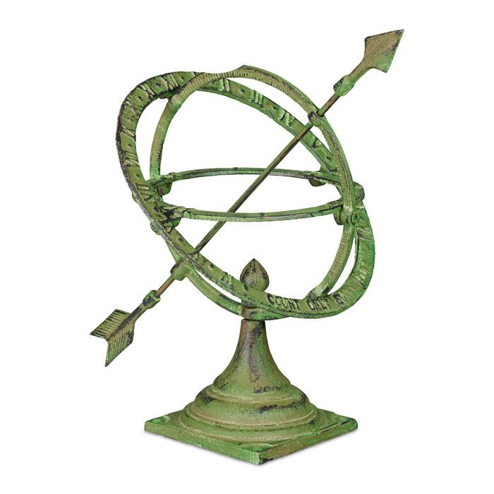 Relaxdays Cadran solaire, design antique, décoration de jardin, résistant, fixage au sol, 42cm, fonte, vert - 4052025264208