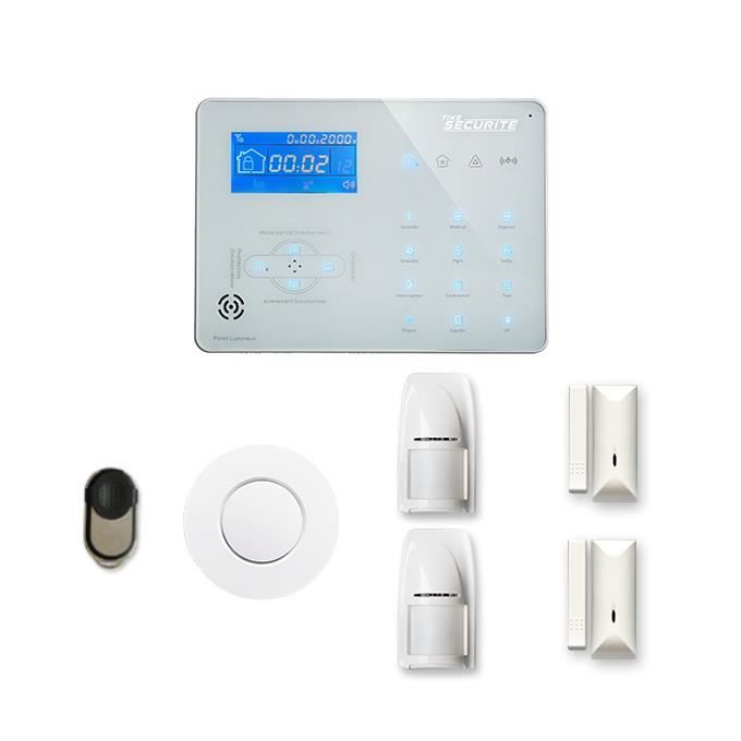 Alarme maison sans fil ICE-B 1 à 2 pièces mouvement + intrusion + détecteur de fumée - Compatible Box internet et GSM