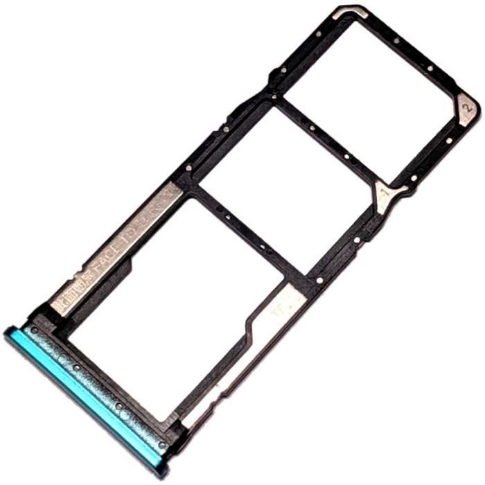 Tiroir Carte Dual SIM et Support micro-SD pour Xiaomi Redmi Note 9S, Piece de Remplacement Original, Bleu